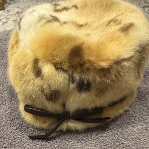 Daniele Meucci Florence Italy Faux Fur Hat with Bow